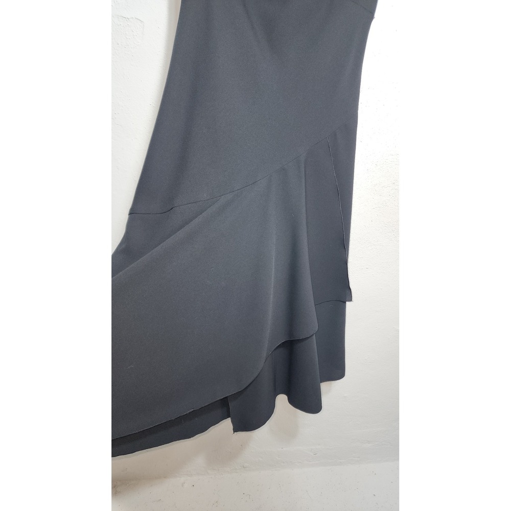 AGB Dress Byer California Midi Dress 8 Black Polyester 90s‎ Surplice Ruffle Hem - Picture 5 of 5